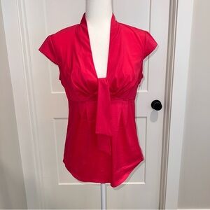 Trina Turk Vibrant Red Tie-Front Blouse